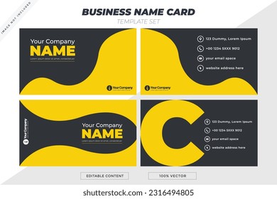Business card for your business needs Using a dark gray and yellow background and the text is ready to be changed
