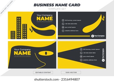 Business card for your business needs Using a dark gray and yellow background and the text is ready to be changed
