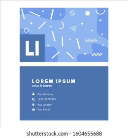 Business cards with abstract geometric lines. Minimal abstract business card template that is stylish in memphis style.