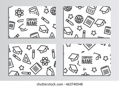 Business cards. Back to school background. Branding template with back to school pattern