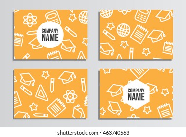 Business cards. Back to school background. Branding template with back to school pattern