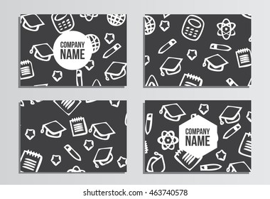 Business cards. Back to school background. Branding template with back to school pattern