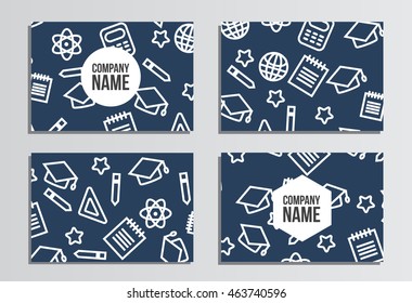 Business cards. Back to school background. Branding template with back to school pattern
