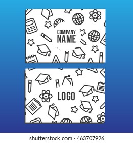 Business cards with back to school pattern. Back to school branding background