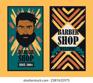 Business cards for barber shop, can be used for man's fashion shop, vector illustration
