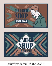 Business cards for barber shop, can be used for man's fashion shop, old fashioned style, vector illustration
