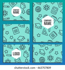Business cards with Blank Cover with back to school pattern. Back to school branding background