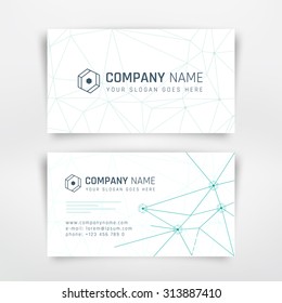 Tarjetas de visita diseño limpio con fondo triángulos. Plantilla de vector