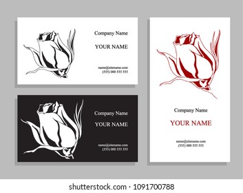 Business cards collection, abstract floral design. Vector illustration. Can be used as a visiting card for flower shops, for florists, for organizations of greenery works, as a separate trade mark.
