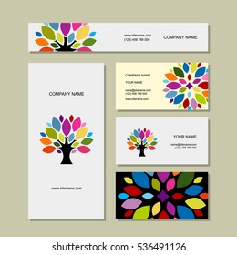 Business cards collection, art tree design