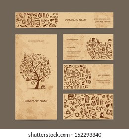 Business cards collection with coffee concept design