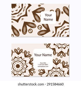 Business cards collection with colorful mandala. Vector template with watercolor elements. Ornament for your design.