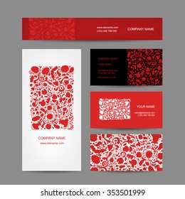 Business cards collection, floral design. Vector illustration