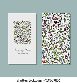 Business cards collection, floral design