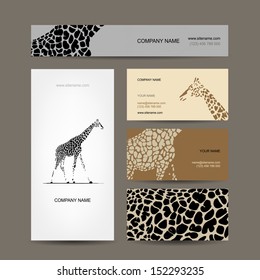 Business cards collection, giraffe pattern