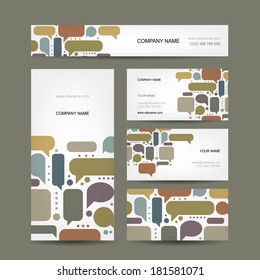 Business cards collection with info graphic frames