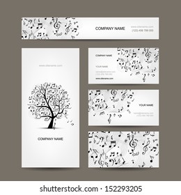 Business cards collection with music design