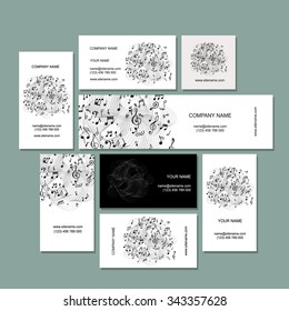 Business cards collection with music design