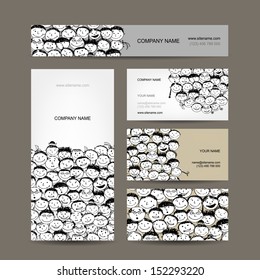 Business cards collection, people crowd design