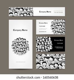 Business cards collection, people crowd design