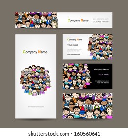 Business cards collection, people crowd design