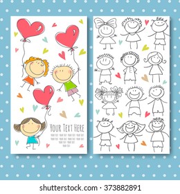 Business cards collection, people crowd design