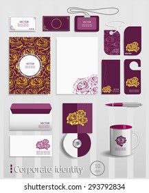 Business cards collection with red roses concept design. Creative template design 