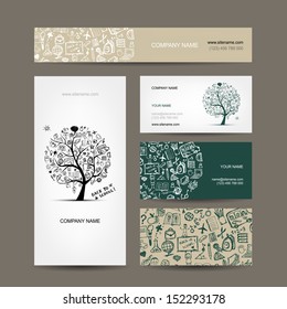 Business cards collection with school sketch for your design