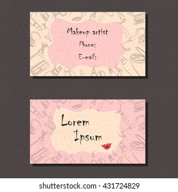 Business cards, corporate identity, corporate style, makeup artist, visagiste, cosmetics background, hipster background