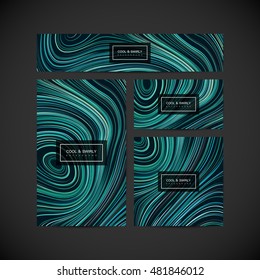 Business cards, cover, banner, brochure and flyer design template with swirled stripes texture. Vector illustration. Marble texture imitation. Corporate identity stationery template. Branding design