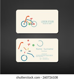 business cards creative template back and front layout with bicycle symbol separate and compound idea modern geometric design, vector illustration