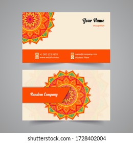 Business Cards, delicate floral pattern. Vector background. Card or invitation. Vintage decorative elements. Colorful mandala background. Islam, arabic, indian, motifs.