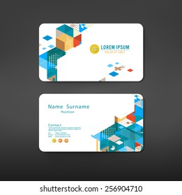 business cards design back and front template layout with modern geometric, vector illustration