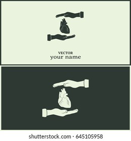 Business cards design. cardiogram icon