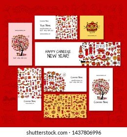 Business cards design. Chinese corporate style