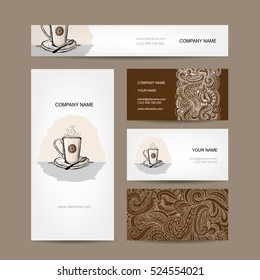 Business cards design with coffee cup