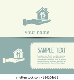 Business cards design. Concept illustration of safety of house a
