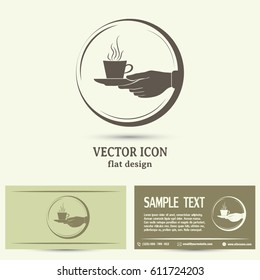 Business cards design. Cup in his hand. Vector illustration