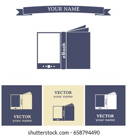 Business cards design. e-reader, book vector icons