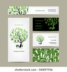 Business cards design, family tree. Vector illustration