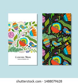 Business cards design, floral background