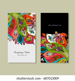 Business cards design, floral background