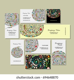 Business cards design, floral background