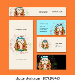 Business cards design, floral fairy
