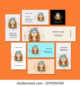 Business cards design, floral fairy