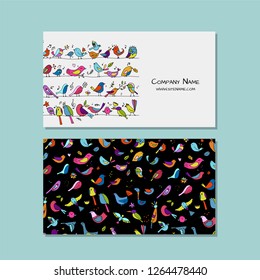 Business cards design, funny birds background