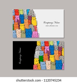 Business cards design, funny cats family