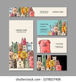 Business cards design, funny dogs family