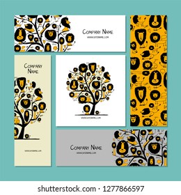 Business cards design, funny lions