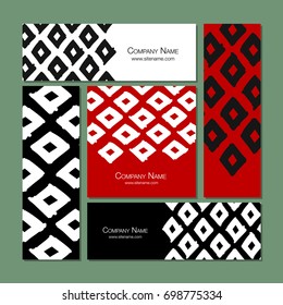 Business cards design, geometric fabric pattern